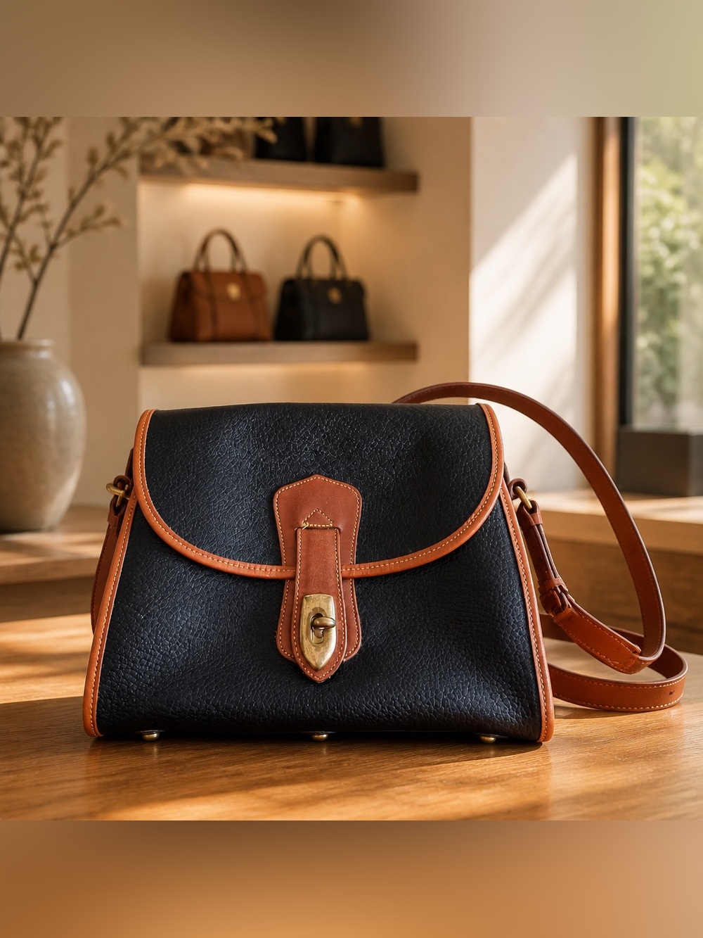 Vintage Dooney & Bourke All-Weather Leather (AWL) Arrowhead Essex Crossbody Bag.